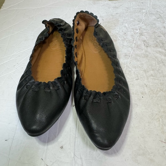 See by Chloe Jane Leather Point Toe Ballet Flats Shoes Comfort Minimalist Black - Picture 13 of 16
